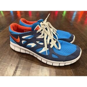 Men's Size 11.5 Nike Free Run 2 Light Photo Blue Orange Midnight Navy 537732-403